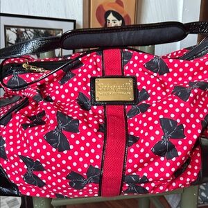 Betsey Johnson Red and Black Polka Dot Baby Bag